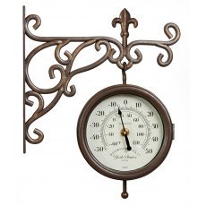York Station Wall Clock & Thermometer 5.5in - Bronze York Station Wall Clock & Thermometer 5.5in - Bronze