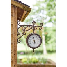 York Station Wall Clock & Thermometer 5.5in - Bronze York Station Wall Clock & Thermometer 5.5in - Bronze