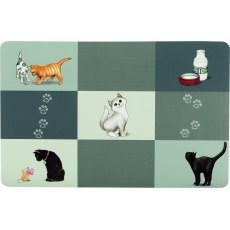 TRIXIE Patchwork Cat place mat, 44 × 28 cm, grey TRIXIE Patchwork Cat place mat, 44 × 28 cm, grey