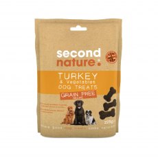 SECOND NATURE Grain Free Turkey & Vegetable Dog Treats   225g SECOND NATURE Grain Free Turkey & Vegetable Dog Treats   225g