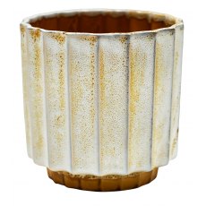 Lugano Scalloped Mustard Reactive Planter H16cm D16cm Lugano Scalloped Mustard Reactive Planter H16cm D16cm