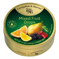 Cavendish & Harvey Travel Tin Mixed Fruit Drops 200g Cavendish & Harvey Travel Tin Mixed Fruit Drops 200g