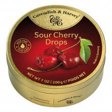 Cavendish & Harvey Travel Tin Sour Cherry Drops 200g Cavendish & Harvey Travel Tin Sour Cherry Drops 200g