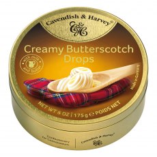 Cavendish & Harvey Travel Tin Butterscotch Drops 175g Cavendish & Harvey Travel Tin Butterscotch Drops 175g