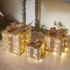 Champagne Braid Faux Gift Boxes - Set of 3 Champagne Braid Faux Gift Boxes - Set of 3