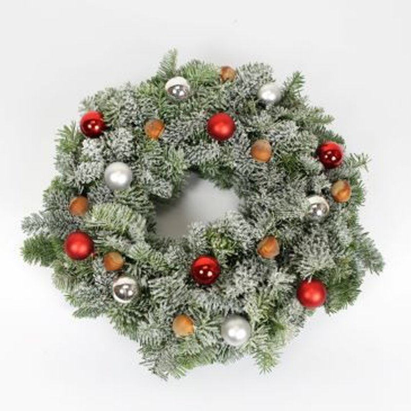 Abies nobilis with decoration 7 (with snowchristmas balls) 28-30CM-WREATH-HALF